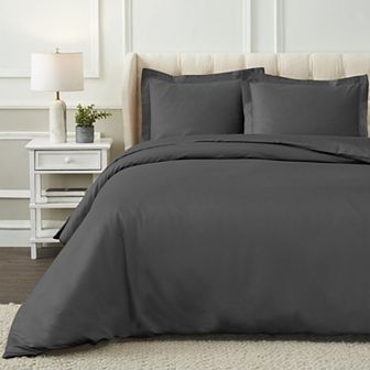 SUPERIOR 1200 Thread Count Egyptian Cotton Embroidered Geometric Scroll 3 pc Duvet Cover Set