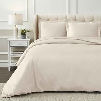 SUPERIOR 1200 Thread Count Egyptian Cotton Embroidered Geometric Scroll 3 pc Duvet Cover Set