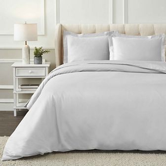 SUPERIOR 1200 Thread Count Egyptian Cotton Embroidered Geometric Scroll 3 pc Duvet Cover Set