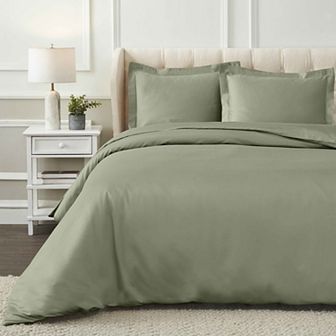 SUPERIOR 1200 Thread Count Egyptian Cotton Embroidered Geometric Scroll 3 pc Duvet Cover Set