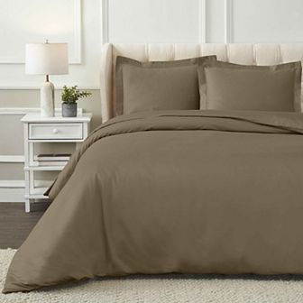 SUPERIOR 1200 Thread Count Egyptian Cotton Embroidered Geometric Scroll 3 pc Duvet Cover Set
