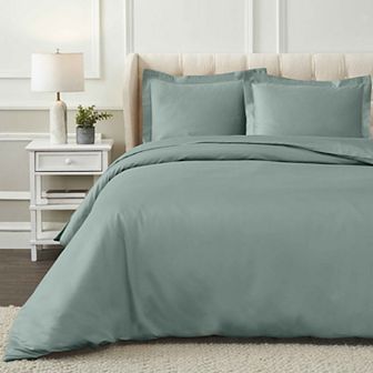 SUPERIOR 1200 Thread Count Egyptian Cotton Embroidered Geometric Scroll 3 pc Duvet Cover Set