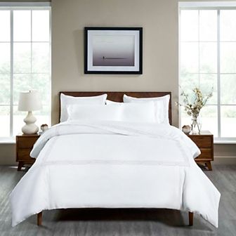 SUPERIOR 1200 Thread Count Egyptian Cotton Embroidered Geometric Scroll 3 pc Duvet Cover Set