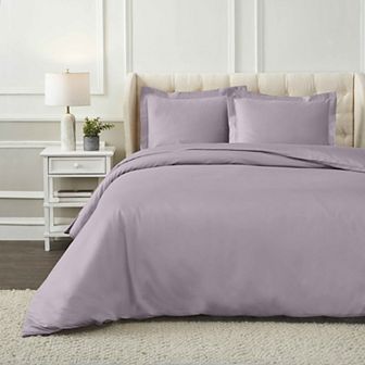 SUPERIOR 1200 Thread Count Egyptian Cotton Embroidered Geometric Scroll 3 pc Duvet Cover Set
