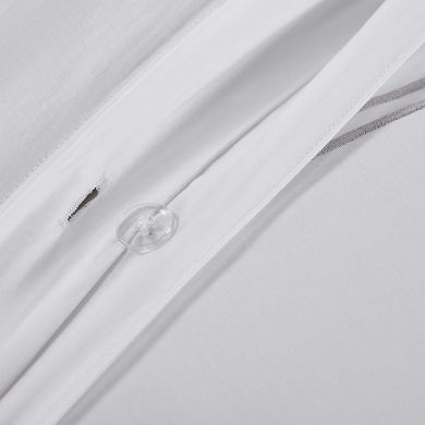 SUPERIOR Fieldstone Cotton Two-Line Embroidered 3-Piece Duvet Cover Set