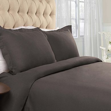 SUPERIOR Classic Solid Flannel Cotton Duvet Cover Set