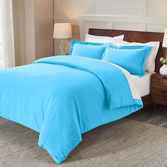 SUPERIOR Classic Solid Flannel Cotton Duvet Cover Set