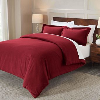 SUPERIOR Classic Solid Flannel Cotton Duvet Cover Set