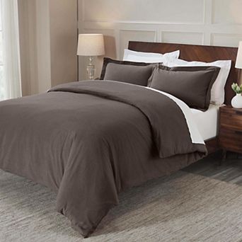 SUPERIOR Classic Solid Flannel Cotton Duvet Cover Set