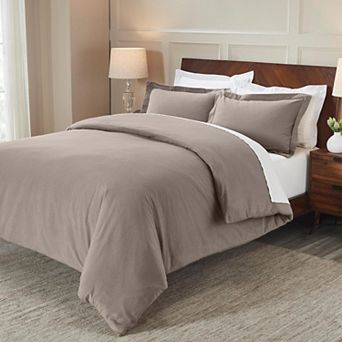 SUPERIOR Classic Solid Flannel Cotton Duvet Cover Set