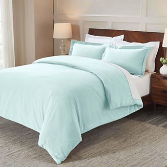 SUPERIOR Classic Solid Flannel Cotton Duvet Cover Set