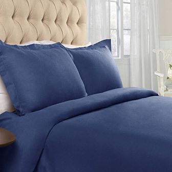 SUPERIOR Classic Solid Flannel Cotton Duvet Cover Set