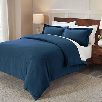 SUPERIOR Classic Solid Flannel Cotton Duvet Cover Set