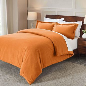 SUPERIOR Classic Solid Flannel Cotton Duvet Cover Set