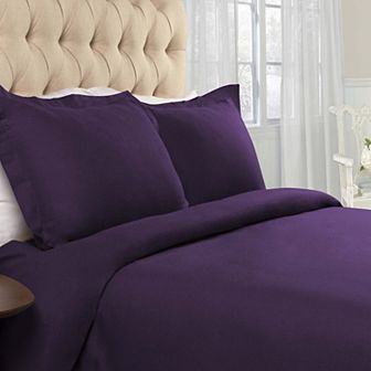 SUPERIOR Classic Solid Flannel Cotton Duvet Cover Set