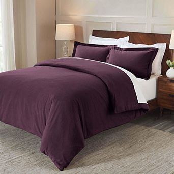 SUPERIOR Classic Solid Flannel Cotton Duvet Cover Set