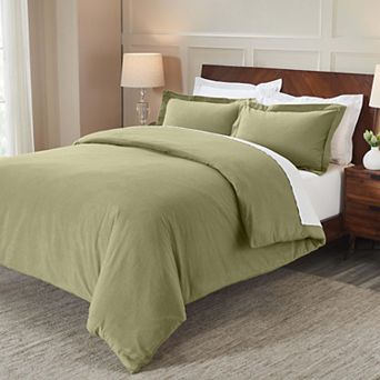 SUPERIOR Classic Solid Flannel Cotton Duvet Cover Set