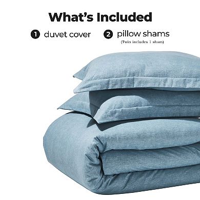 SUPERIOR Melange Flannel Cotton Two-Toned Textured Duvet Cover Set