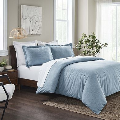 SUPERIOR Melange Flannel Cotton Two-Toned Textured Duvet Cover Set