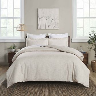 SUPERIOR Melange Flannel Cotton Two-Toned Textured Duvet Cover Set