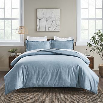 SUPERIOR Melange Flannel Cotton Two-Toned Textured Duvet Cover Set