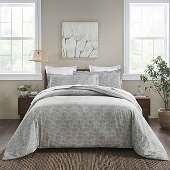 SUPERIOR Melange Flannel Cotton Two-Toned Textured Duvet Cover Set