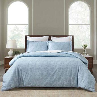 SUPERIOR Melange Flannel Cotton Two-Toned Textured Duvet Cover Set