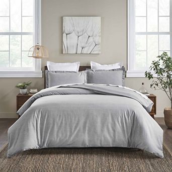 SUPERIOR Melange Flannel Cotton Two-Toned Textured Duvet Cover Set