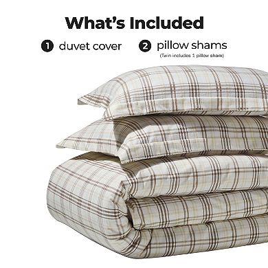 SUPERIOR Plaid Flannel Cotton Classic Farmhouse Duvet Cover Set