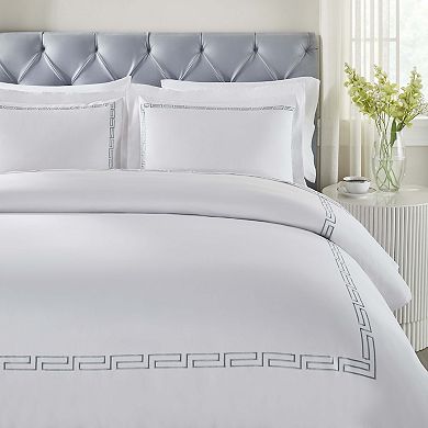 SUPERIOR Harrison Cotton Greek Key 3 Pc Embroidered Cover Set
