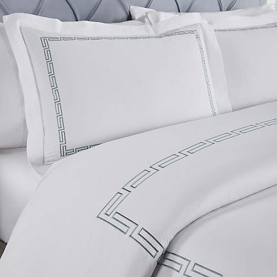 SUPERIOR Harrison Cotton Greek Key 3 Pc Embroidered Cover Set
