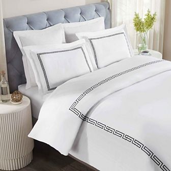 SUPERIOR Harrison Cotton Greek Key 3 pc Embroidered Cover Set