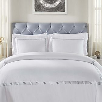 SUPERIOR Harrison Cotton Greek Key 3 pc Embroidered Cover Set