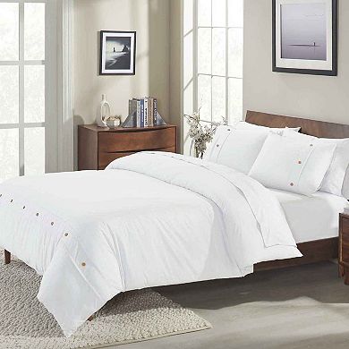 SUPERIOR Organic Cotton 300 Thread Count Percale 3-Piece Duvet Cover Set