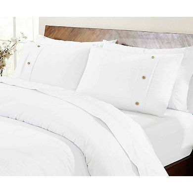 SUPERIOR Organic Cotton 300 Thread Count Percale 3-Piece Duvet Cover Set