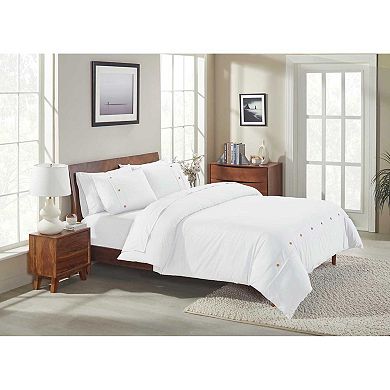 SUPERIOR Organic Cotton 300 Thread Count Percale 3-Piece Duvet Cover Set