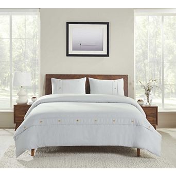 SUPERIOR Organic Cotton 300 Thread Count Percale 3 pc Duvet Cover Set