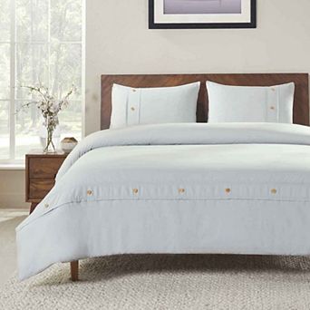 SUPERIOR Organic Cotton 300 Thread Count Percale 3 pc Duvet Cover Set
