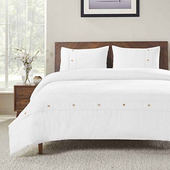SUPERIOR Organic Cotton 300 Thread Count Percale 3 pc Duvet Cover Set