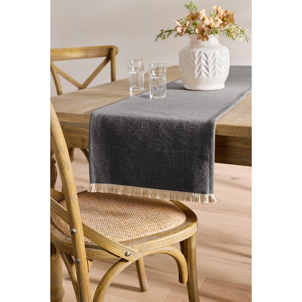 Mingle & Co. Printed Textured Woven Table Runner - Gray