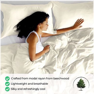 SUPERIOR 400 Thread Count Modal From Beechwood Lightweight Cooling Solid Duvet Cover Set