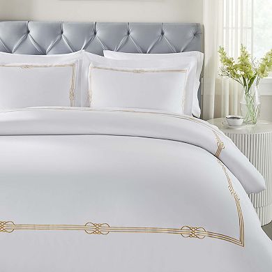 SUPERIOR Moonlawn Cotton Gold Embroidered 3-Piece Duvet Cover Set