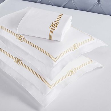 SUPERIOR Moonlawn Cotton Gold Embroidered 3-Piece Duvet Cover Set