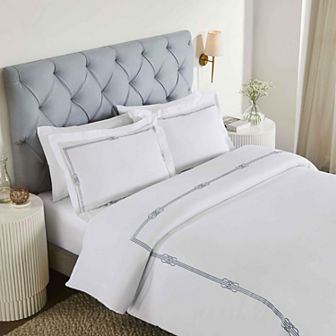 SUPERIOR Moonlawn Cotton Gold Embroidered 3 pc Duvet Cover Set