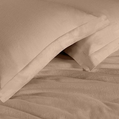 SUPERIOR Cotton Linen Blend Solid 3-Piece Duvet Cover Set