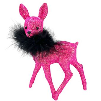 Pinnacle Peak Trading Ino Schaller Hot Pink Glitter Female Doe Deer Figurine 8.75 Inch