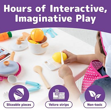 Jaxojoy Pretend Play Chef and Kitchen Food Set