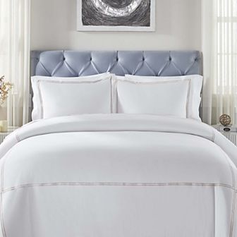 SUPERIOR Spring Blooms Cotton Two-Line Embroidered 3 pc Duvet Cover Set