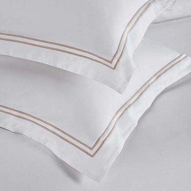 SUPERIOR Spring Blooms Cotton Two-Line Embroidered 3-Piece Duvet Cover Set