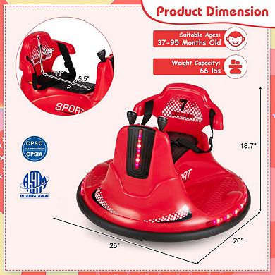 6v Kids Electric Bumper Car With 360 Spin-red